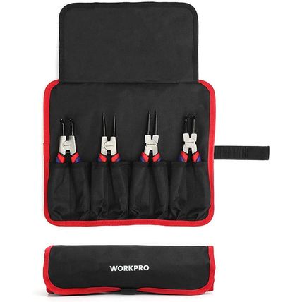 WORKPRO 4-Piece Snap Ring Pliers Set - Heavy Duty 7-Inch Internal/External Circl