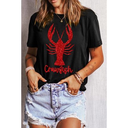 Black Shimmering Crawfish Graphic Tee