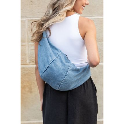 Dusk Blue Large Capacity Denim Crossbody Bag