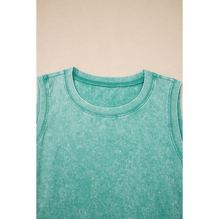 Sea Green Mineral Wash Tank Mini Dress with Pockets