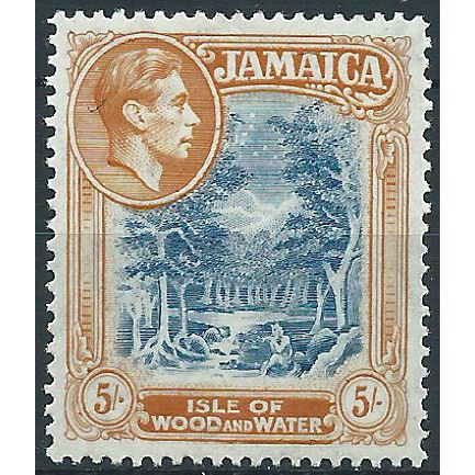 Jamaica 1938 SG132 5/- Slate-Blue & Yellow-Orange Mounted Mint....