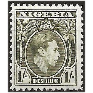 Nigeria 1938 SG56 1/- Sage-Green Mounted Mint .. ..