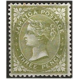 Jamaica 1886 SG21 3d Sage-Green Wmk Crown CA Mounted Mint . ..