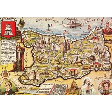 Calvados Religion Boats Fashion French Map Carte Postcard