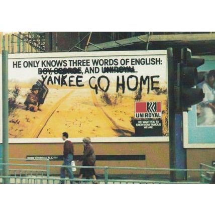 Yankee Go Home Rare USA Protest Poster Graffiti Advertising Postcard