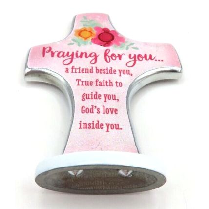 Praying for You Metal Freestanding Pink Floral 8 CM Christ Love Faith Sentiment