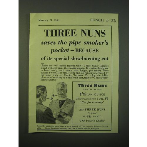 1940 Three Nuns Tobacco Ad - Three Nuns saves the pipe smoker's pocket