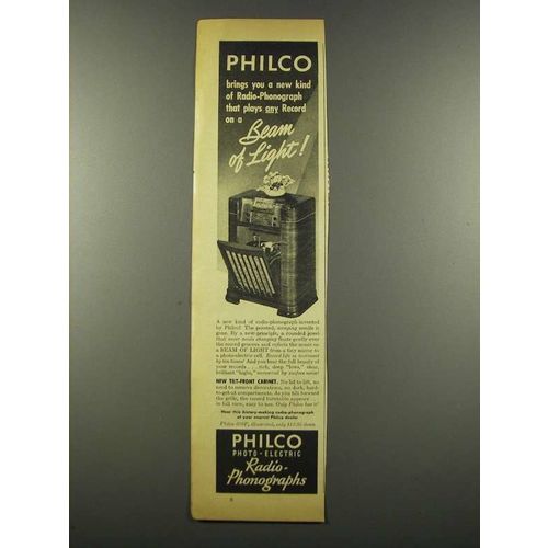 1940 Philco 608P Radio-Phonograph Ad - Beam of Light