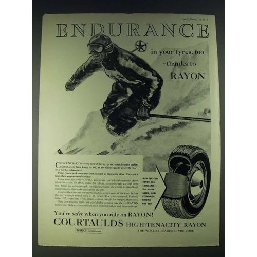 1958 courtaulds high-Tenacity Rayon Ad - Endurance in your tyres