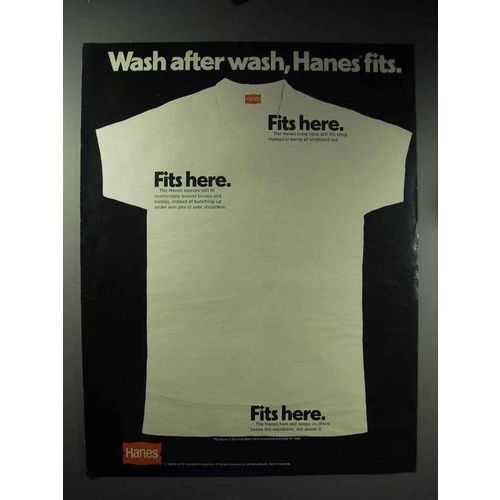 1971 Hanes T-shirt Ad - Wash After Wash, Hanes Fits