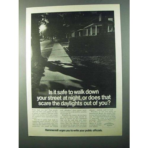 1971 Hammermill Bond Paper Ad - Safe to Walk Street