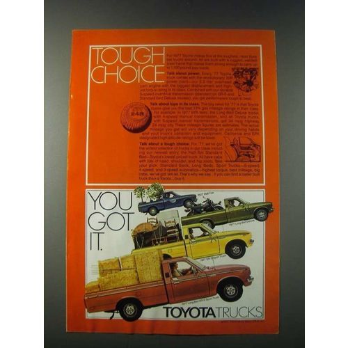 1977 Toyota Pickup Trucks Ad - Half-Ton, Long Bed Deluxe, SR-5 Sport Truck