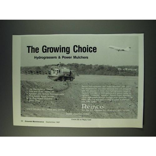 1987 Reinco Hydrograssers and Power Mulchers Ad - The growing choice