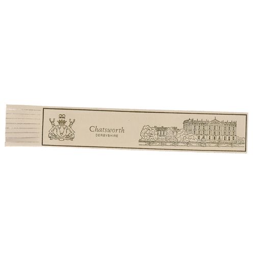 CHATSWORTH, DERBYSHIRE. Leather Bookmark Cream with Gold print #