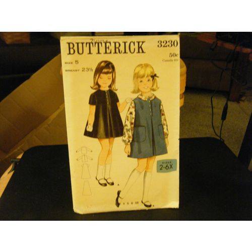Butterick 3230 Girl's Dress or Jumper & Blouse Pattern - Size 5 Chest 23 1/2