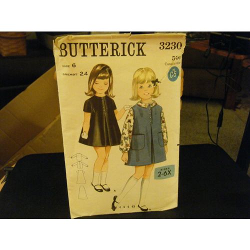 Butterick 3230 Girl's Dress or Jumper & Blouse Pattern - Size 6 Chest 24