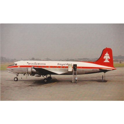 Royal Air Lao Douglas DC4 Civil Aircraft Postcard (A19817)
