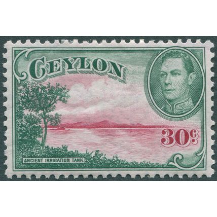 Ceylon 1938 30c carmine & green SG 393 unused