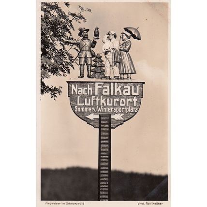 Wegweiser In Schwarzald Nach Falkau Luftkurort German Sign Real Photo Postcard