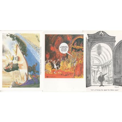 Punch Magazine Political Fire Disaster 3x Comic Postcard s