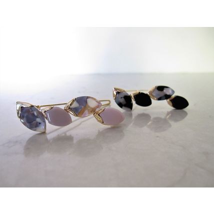 Small polished stone gold hair barrette clip for fine thin hair
