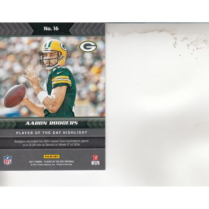 AARON RODGERS 2017 PLAYER OF THE DAY AUTOGRAPHED GREEN BAY PACKERS SB CHAMPION