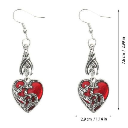 Goth Earrings for Women Bat Dangle Punk Heart Miss Alloy Pendant