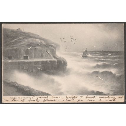 Caves at Swanage, Dorset, 1903 - Tuck's Postcard