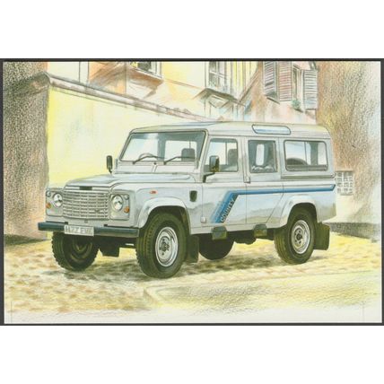 Land Rover Defender 110 County Station Wagon - Golden Era Postcard