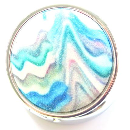 Glitter Pill Box Blue, White, Grey & Purple Swirls Round 2 CM Christmas Gift