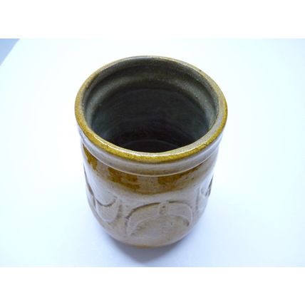 Vintage 1960's Israeli Mitzpeh Rimon Glazed Ceramic Brown Vase, H 14.8 cm