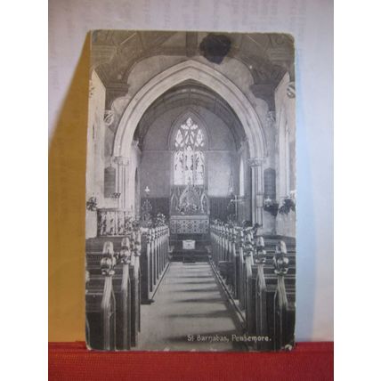 ST BARNABUS CHURCH, PEASEMORE, BERKSHIRE used antique postcard dated 1906 =