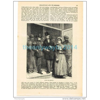 THE (PROTESTANT) MEEETING, BELLEVILLE, PARIS, FRANCE, BOOK ILLUSTRATION 1879