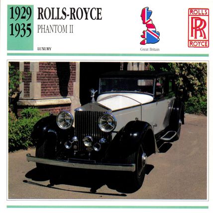 Collectors Club card. Classic Cars. Rolls Royce Phantom II