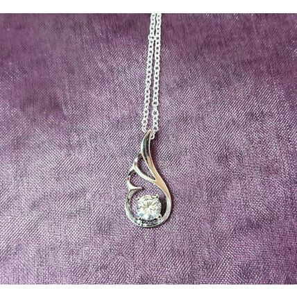 Elegant Silver Angel Wing Crystal Pendant 925 Silver Chain Necklace Gift
