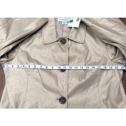 Vintage Womens Sag Harbor Linen Blend GOLD Shimmer Suit Jacket NWT Lg Button