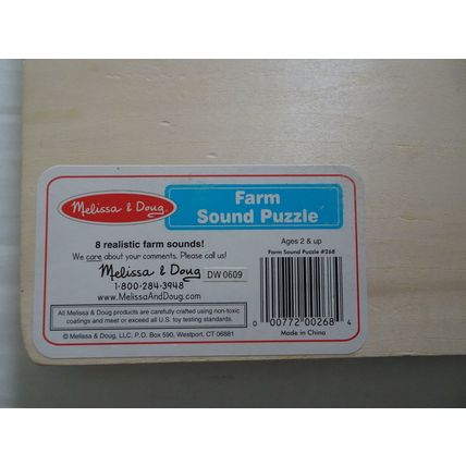 Puzzle - Melissa and Doug Wooden Sound Puzzle - #268 - Farm Animals