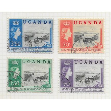 UGANDA 1962 DISCOVERY SOURCE RIVER NILE SPEKE 100 YEARS AGO SET USED SG98 SG97