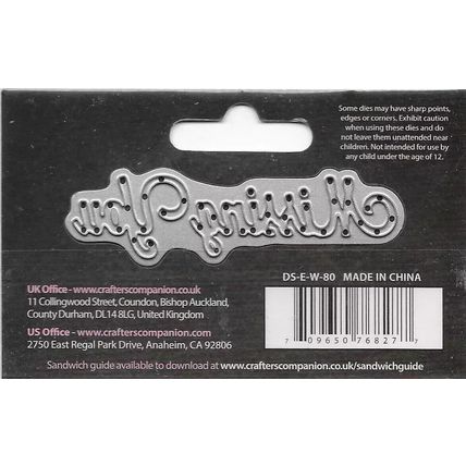 Crafter's Companion. Die'Sire. Missing You Die. Die Cutting Cardmaking Crafts