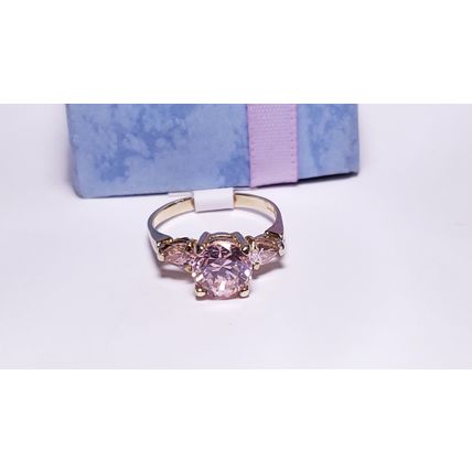Estate 1.35ctw Rd and Pear Pink CZ 10Kt Yellow Gold raised Basket set Ring#22393