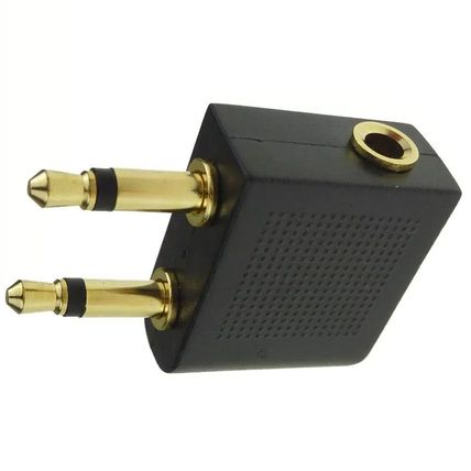 1 X Airplane Flight Headphone Adapter for 3.5mm Plug Jack Socket Converter UK