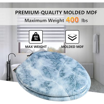Angol Shiold Elongated Toilet Seat Molded Wood Toilet Seat with Quietly Close an