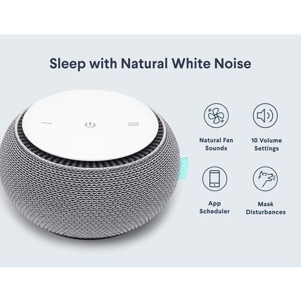 SNOOZ Smart White Noise Sound Machine - Real Fan inside for Non-Looping White No