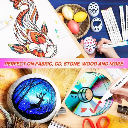 Caliart 121 Colors Artist Alcohol Based Markers Dual Tip Art Permanent Twin Sket
