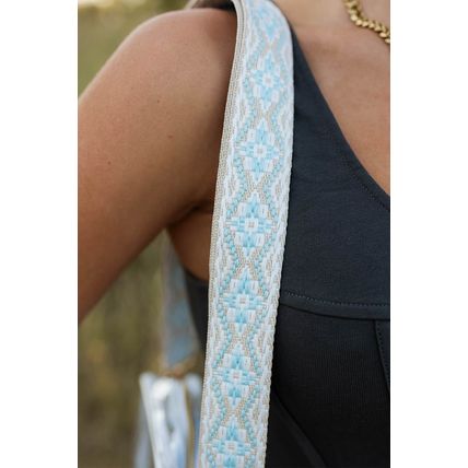 White Contrast Edge Tassel Geo Print Strap Clear Shoulder Bag
