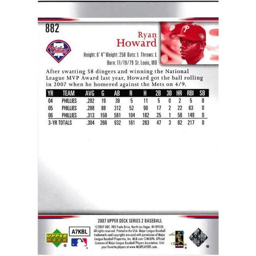 2007 Upper Deck - #882 - Ryan Howard