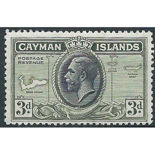Cayman Islands 1935 SG102 3d Black & Olive-Green Mounted Mint . ..