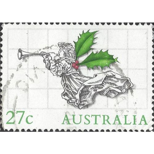 AUSTRALIA, CHRISTMAS, Angel with Trumpet, green 1985, 27c, #3