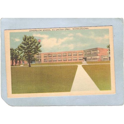 IA Waterloo Postcard Longfellow School 416 Lincoln Street spare_box1~179
