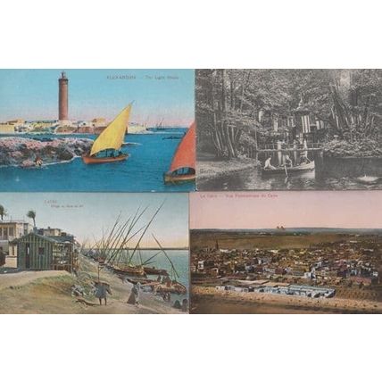 Caire Cairo Alexandria Bord Du Nil Fishing Boats 4x Antique Postcard s